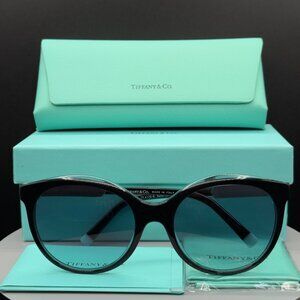 Tiffany & Co TF 4175B 8285/9S Black Cat Eye Sunglasses Blue Lens 55 19 140 READ